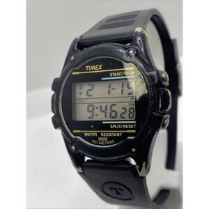 Vintage Timex Atlantis 100 Indiglo Digital Watch Black 90s Works New Batterh